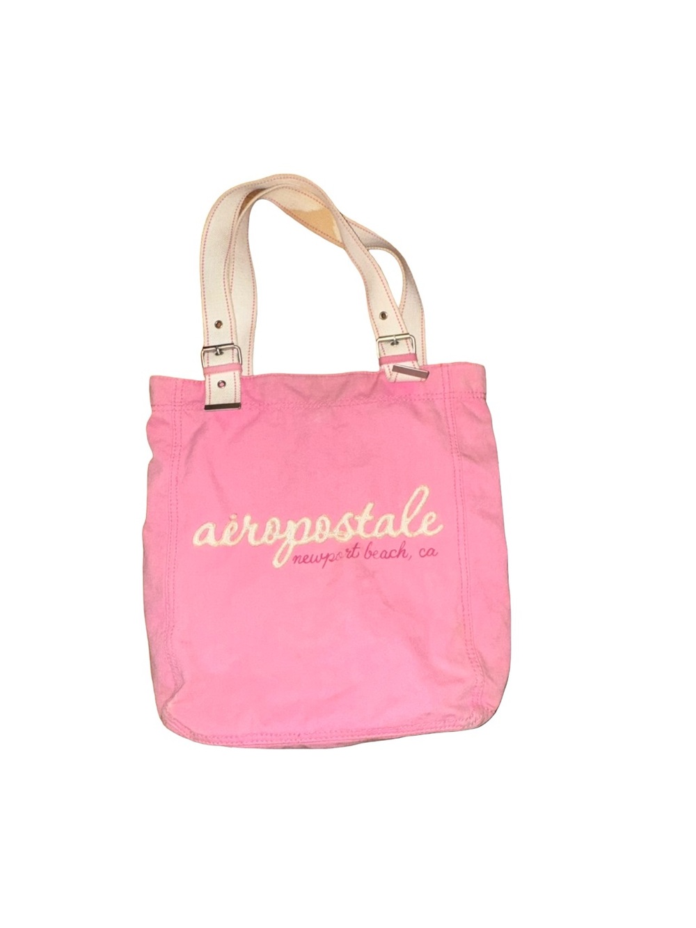 Aeropostale Pink Canvas Tote Bag Y2K Newport Beach Shoulder Bag in pink/white